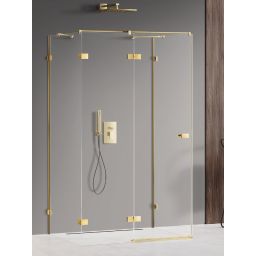 New Trendy Avexa Gold Shine kabina prysznicowa 120x100 cm prostokątna lewa złoty połysk/szkło przezroczyste EXK-2121