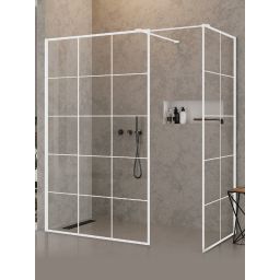 New Trendy New Modus White kabina prysznicowa walk-in 140x90 cm prostokątna biały mat/szkło ze wzorem EXK-2307