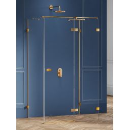 New Trendy Avexa Gold Brushed kabina prysznicowa 120x70 cm prostokątna prawa złoty szczotkowany/szkło przezroczyste EXK-3124