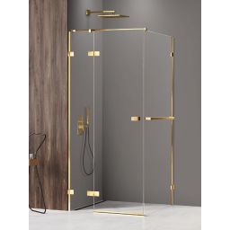 New Trendy Avexa Gold Shine kabina prysznicowa 100x90 cm prostokątna lewa złoty połysk/szkło przezroczyste EXK-3176