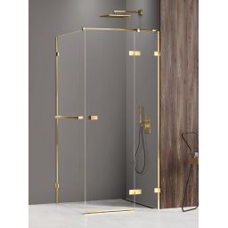 New Trendy Avexa Gold Shine kabina prysznicowa 120x120 cm kwadratowa prawa złoty połysk/szkło przezroczyste EXK-3221