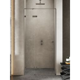 New Trendy Avexa drzwi prysznicowe 140 cm wnękowe lewe gunmetal szczotkowany/szkło przezroczyste EXK-3256