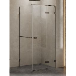 New Trendy Avexa kabina prysznicowa 90x80 cm prostokątna prawa gunmetal szczotkowany/szkło przezroczyste EXK-3295