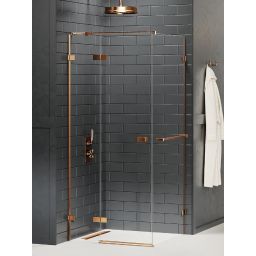 New Trendy Avexa Copper Brushed kabina prysznicowa 80x70 cm prostokątna lewa miedź szczotkowana/szkło przezroczyste EXK-3605
