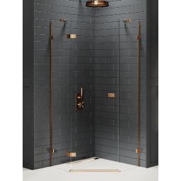 New Trendy Avexa Copper Brushed kabina prysznicowa 90x90 cm lewa miedź szczotkowana/szkło przezroczyste EXK-3820