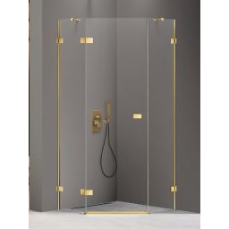 New Trendy Avexa Gold Shine kabina prysznicowa 80x80 cm pięciokątna lewa złoty połysk/szkło przezroczyste EXK-3840