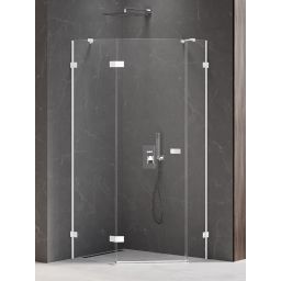 New Trendy Avexa White kabina prysznicowa 100x80 cm pięciokątna lewa biały mat/szkło przezroczyste EXK-3870