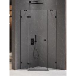 New Trendy Avexa Black kabina prysznicowa 80x80 cm pięciokątna lewa czarny mat/szkło przezroczyste EXK-3873