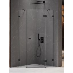 New Trendy Avexa Black kabina prysznicowa 90x90 cm pięciokątna prawa czarny mat/szkło przezroczyste EXK-3876