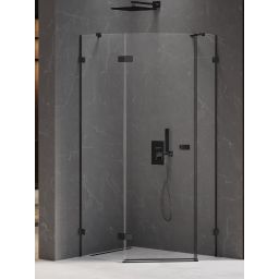 New Trendy Avexa Black kabina prysznicowa 100x80 cm pięciokątna lewa czarny mat/szkło przezroczyste EXK-3881