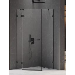 New Trendy Avexa Black kabina prysznicowa 100x80 cm pięciokątna lewa czarny mat/szkło przezroczyste EXK-3882