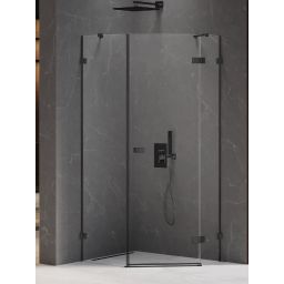 New Trendy Avexa Black kabina prysznicowa 100x80 cm pięciokątna prawa czarny mat/szkło przezroczyste EXK-3883