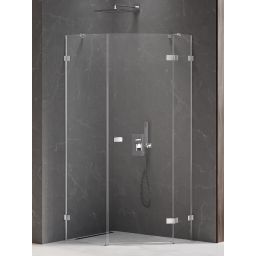 New Trendy Avexa kabina prysznicowa 100x80 cm pięciokątna prawa chrom/szkło przezroczyste EXK-3892