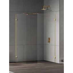 New Trendy Eventa Gold Shine kabina prysznicowa walk-in 150x90 cm prostokątna złoty połysk/szkło przezroczyste EXK-4878