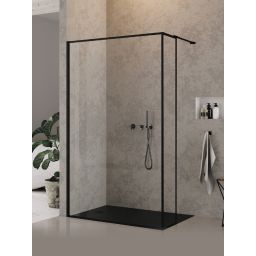 New Trendy New Modus Black ścianka prysznicowa walk-in 30 cm czarny mat/szkło przezroczyste EXK-5588