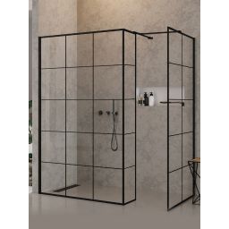 New Trendy New Modus Black ścianka prysznicowa walk-in 80 cm czarny mat/szkło ze wzorem EXK-5617
