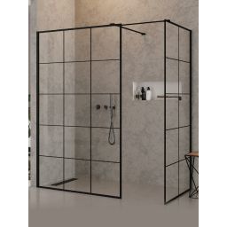 New Trendy New Modus Black kabina prysznicowa walk-in 130x120 cm prostokątna czarny mat/szkło ze wzorem EXK-5646