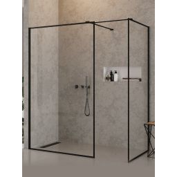 New Trendy New Modus Black kabina prysznicowa walk-in 130x90 cm prostokątna czarny mat/szkło przezroczyste EXK-5659