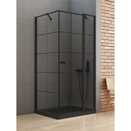 New Trendy New Soleo Black kabina prysznicowa 90x90 cm kwadratowa czarny mat/szkło ze wzorem K-0581