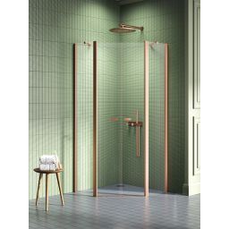 New Trendy New Soleo Copper Brushed kabina prysznicowa 90x90 cm miedź szczotkowana/szkło przezroczyste K-1705