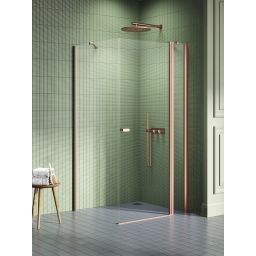 New Trendy New Soleo Copper Brushed kabina prysznicowa 110x110 cm kwadratowa miedź szczotkowana/szkło przezroczyste K-1999