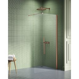 New Trendy New Soleo Copper Brushed ścianka prysznicowa walk-in 50 cm miedź szczotkowana/szkło przezroczyste K-2099-WP