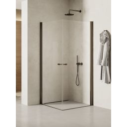 New Trendy New Soleo Gunmetal Brushed kabina prysznicowa 80x80 cm kwadratowa grafitowy szczotkowany/szkło przezroczyste K-2177