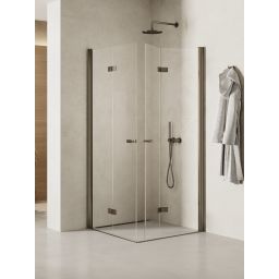 New Trendy New Soleo Gunmetal Brushed kabina prysznicowa 70x70 cm kwadratowa grafitowy szczotkowany/szkło przezroczyste K-2241