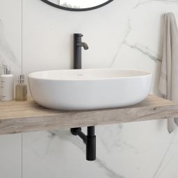 Oltens Hamnes umywalka 60x42,5 cm nablatowa owalna z powłoką SmartClean biała 40815000