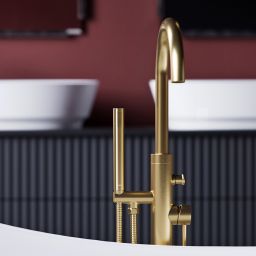 Omnires Y bateria wannowo-prysznicowa wolnostojąca złoty szczotkowany Y1233GLB