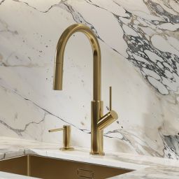 Omnires Bend bateria kuchenna stojąca mosiądz szczotkowany BE6455BSB