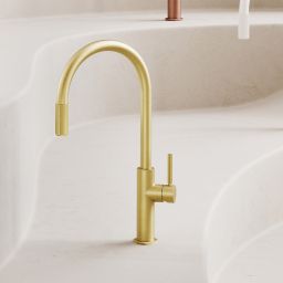 Omnires Switch bateria kuchenna stojąca z podłączeniem do filtra wody złoty szczotkowany SW9057GLB