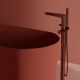 Omnires Contour bateria wannowo-prysznicowa wolnostojąca miedź szczotkowana CT8033CPB