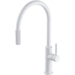 Omnires Switch bateria kuchenna z wyciąganą wylewką do podłączenia zestawu filtrującego biały mat SW9059WM