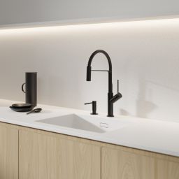 Omnires Vita bateria kuchenna stojąca z wyciąganą wylewką czarny mat VI6350BLBL