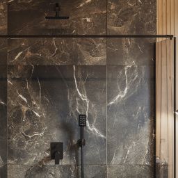 Omnires Baretti zestaw prysznicowy podtynkowy z deszczownicą czarny mat SYSBA10BL