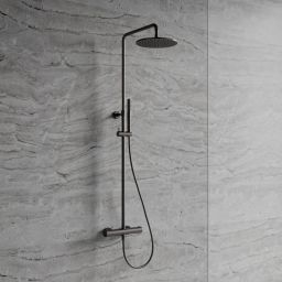 Omnires Y zestaw prysznicowy ścienny termostatyczny z deszczownicą grafitowy Y1244SUGR