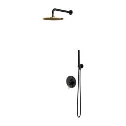 Omnires Sys zestaw prysznicowy podtynkowy z deszownicą czarny półpołysk/złoty połysk SYSY18BLGL