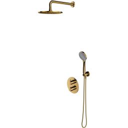 Omnires Y zestaw prysznicowy podtynkowy termostatyczny z deszczownicą złoty połysk SYSYT05GL