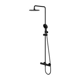 Omnires Y zestaw prysznicowy ścienny termostatyczny z deszczownicą czarny mat Y1244NBL