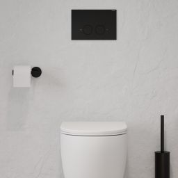 Omnires Eco Flush Set Strongframe + Minimal stelaż podtynkowy z przyciskiem spłukującym czarny mat do miski WC wiszącej STFWCECO1MRBLM