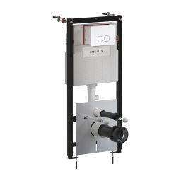 Omnires Strongframe + Minimal stelaż podtynkowy z przyciskiem spłukującym biały połysk do miski WC wiszącej STFWC1MRBP