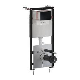 Omnires Eco Flush Set Strongframe + Minimal stelaż podtynkowy z przyciskiem spłukującym czarny mat do miski WC wiszącej STFWCECO1MRBLM