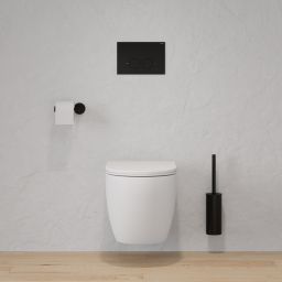 Omnires Eco Flush Set Strongframe + Minimal stelaż podtynkowy z przyciskiem spłukującym czarny mat do miski WC wiszącej STFWCECO1MRBLM