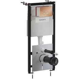 Omnires Eco Flush Set Strongframe + Minimal stelaż podtynkowy z przyciskiem spłukującym miedź połysk do miski WC wiszącej STFWCECO1MRCP