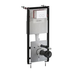 Omnires Eco Flush Set Strongframe + Minimal stelaż podtynkowy z przyciskiem spłukującym biały mat do miski WC wiszącej STFWCECO1MRWM
