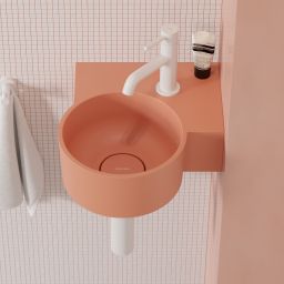 Omnires Ovo M+ umywalka 33x34 cm narożna ścienna-nablatowa coral mat OVO335UWPCO
