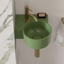 Omnires Ovo M+ umywalka 33x34 cm narożna ścienna-nablatowa olive mat OVO335UWLOL