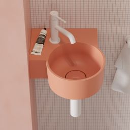 Omnires Ovo M+ umywalka 33x34 cm narożna ścienna-nablatowa coral mat OVO335UWLCO