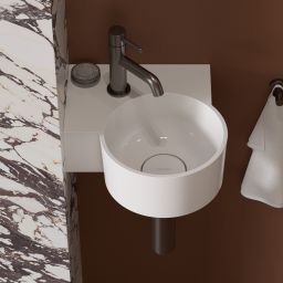 Omnires Ovo M+ umywalka 33x34 cm narożna ścienna-nablatowa biały połysk OVO335UWLBP